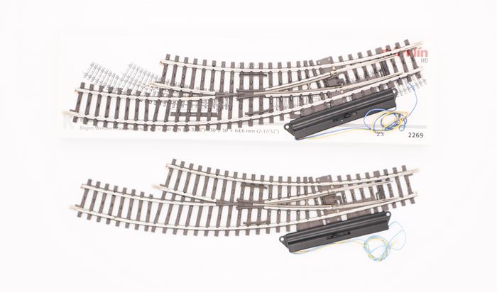 Märklin 2269 sporskifter, buet, højre (brugte), 2 stk.
