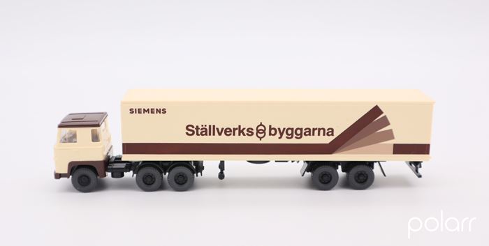 Scania lastvogn med sættevogn 'Siemens Ställverks byggarna'